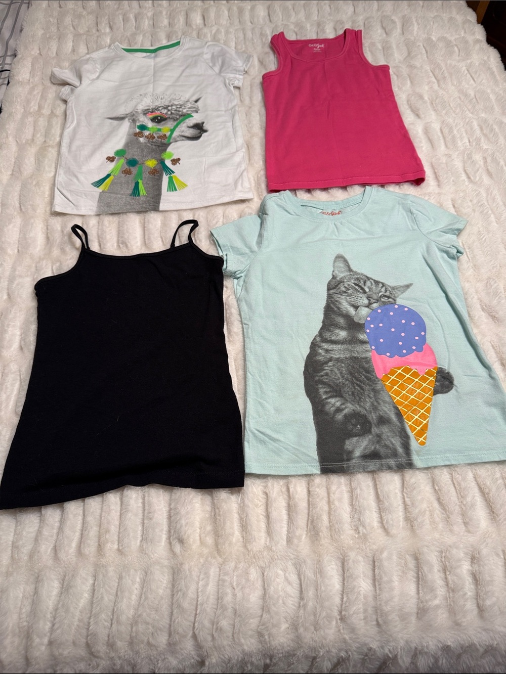 Cat & Jack Girls' Short Sleeve & Tank Top Set - White, Pink, Black, Mint